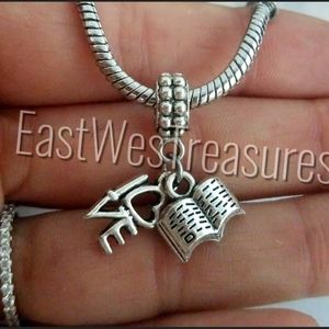 Open book reading charm bracelet book lover jewelry